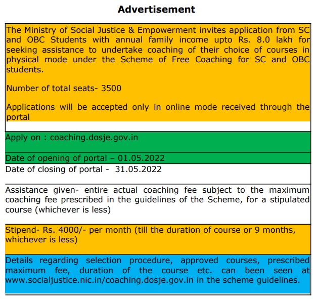 Free Coaching Scheme