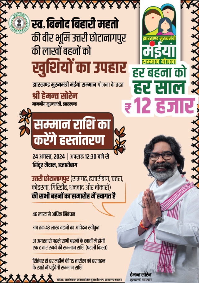 Launch Event Poster Maiyya Samman Yojana Jharkhand.
